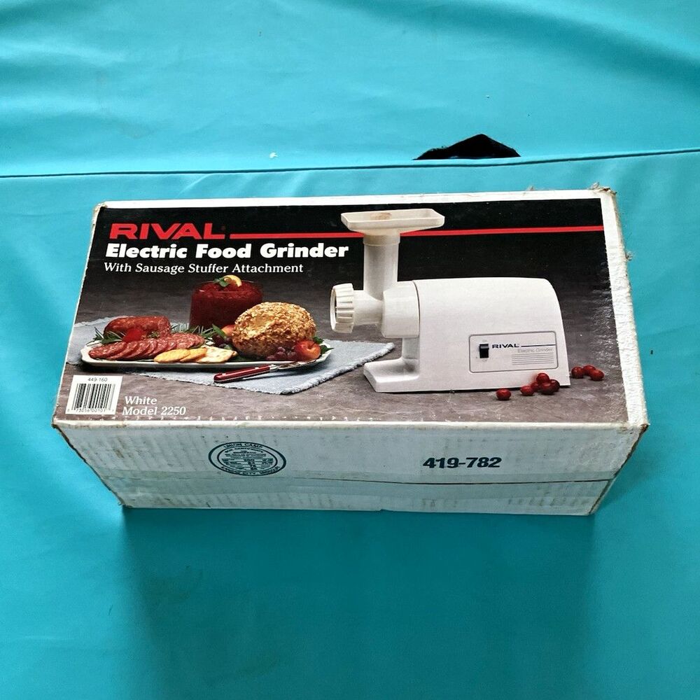 Rival Model 2250 Electric Meat Grinder 150W White w/ Sausage Stuffer & Disc